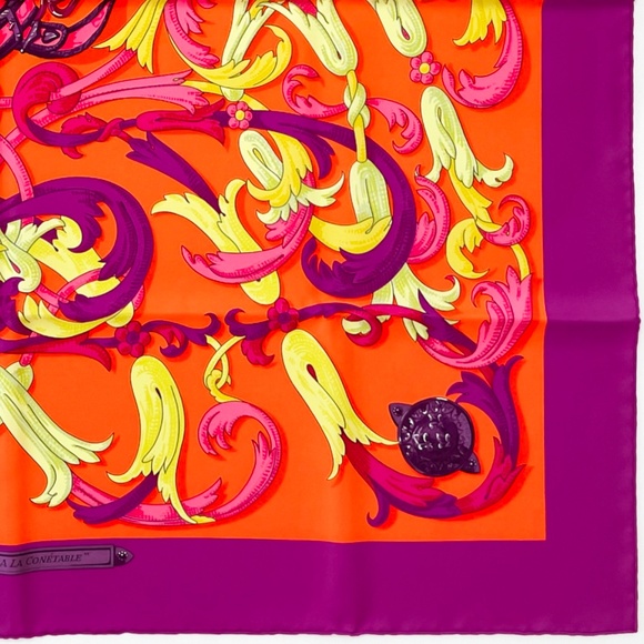 NWT Hermes Scarf "Le Mors à la Conétable" in Orange - Picture 11 of 11